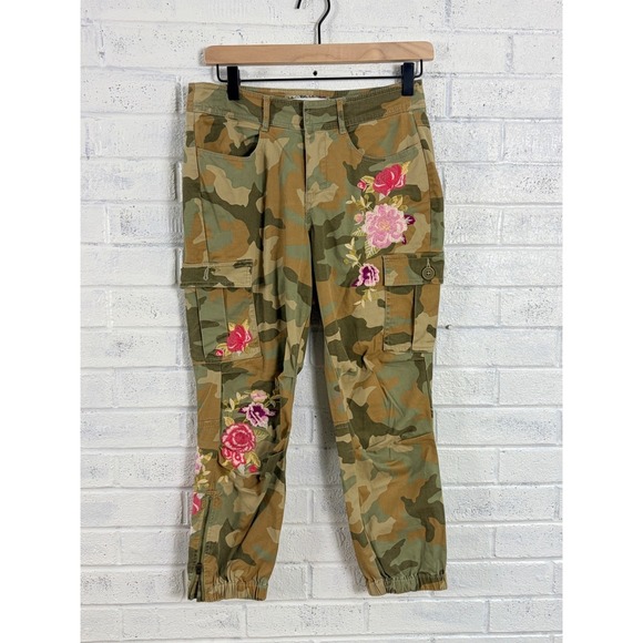 Sundance Pants - Sundance Botanic Cargo Jogger Pants Womens Petite 4 Crop Zip Hem Casual Utility